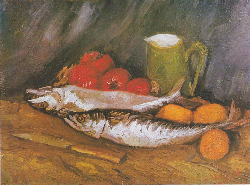 Still Life with mackerel, lemon and tomato, Vincent Van Gogh